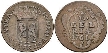 Гельдерланд (Gelderland), Нидерланды 1 дуит 1761 KM 93 медь 4523-944