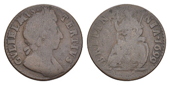 Англия 1 фартинг 1699 Вильгельм III (1694-1702) KM 483.2, Spink 3558 медь 1522-641