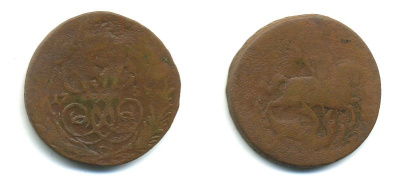 РОССИЯ 1 КОПЕЙКА 1758 медь 61-236