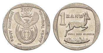 ЮАР 1 ранд 2007 KM 344 медь плакированная никелем 4627-466