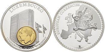 Нидерланды медаль 2002 серия первые монеты еврозоны, 54 гр., 50 мм.,с сертификатом, Ирландия, 2 евроцента  серебрение  PROOF  06-027-23