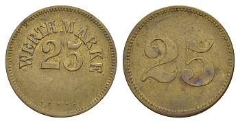 Германия игровой жетон 25 пфеннигов ND без отметки латунь 4638-156