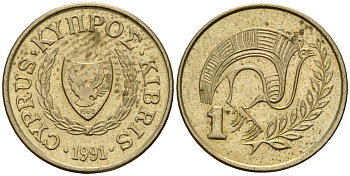 Кипр 1 цент 1991 KM 53.3 никель латунь 4154-856