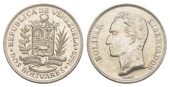 Венесуэла 2 боливара 1989 Симон Боливар Y 43a сталь плакированная никелем 4590-932