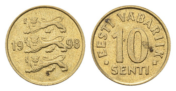 Эстония 10 сентов 1998 KM 22 латунь 4689-647