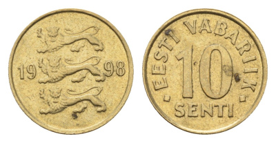 Эстония 10 сентов 1998 KM 22 латунь 4689-647