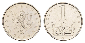 Чехия 1 крона 2006 KM 7 сталь плакированная никелем aUNC 4615-963