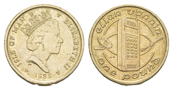 Остров Мэн 1 фунт 1989 KM 213 никель латунь 1527-434