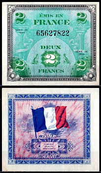 Франция 2 франка 1944 Pick 114 a бумага aUNC 7183-29-2-1