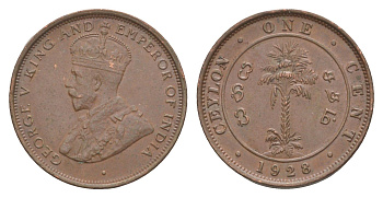 Цейлон 1 цент 1926 Георг V (1910-1936) KM 107 медь 4649-233