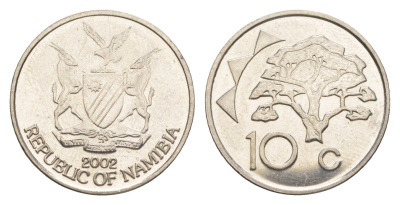 Намибия 10 центов 2002 KM 2 сталь плакированная никелем UNC 4649-532