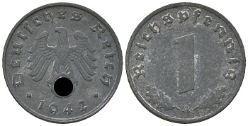 Германия 1 рейхспфенниг 1942 A KM 97, J. 369 цинк 46-963