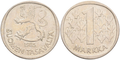 ФИНЛЯНДИЯ 1 МАРКА 1985 N KM 49а медно-никель 4556-732