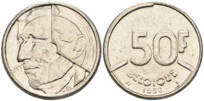 Бельгия 50 франков 1990 Belgique, Бодуэн I (1948-1993) KM 168 никель    4177-142