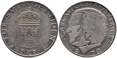 Швеция 1 крона 1979 Карл XVI Густав (1973- ) KM 852 медь плакированная медно-никелем 56-646