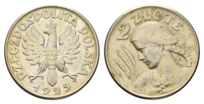 Польша 2 злотых 1925 без точки после даты Y 16 серебро 00-806-16