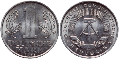 ГДР 1 МАРКА 1963 А KM 13 алюминий UNC 1523-212