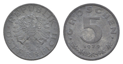 Австрия 5 грошей 1979 KM 2875 цинк 4567-937