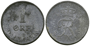 Дания 1 эре 1964 Фрелерик IX (1947-1972) KM 839 цинк 4173-1029