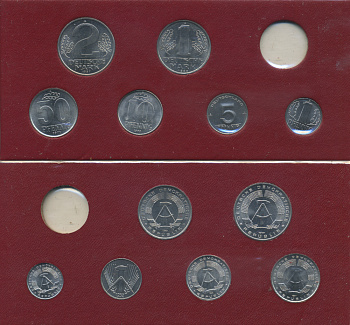ГДР набор из 6 монет 1952-1971 в картоне UNC 3-6-3-51
