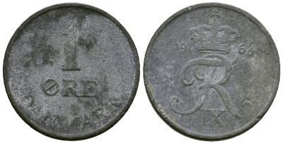 Дания 1 эре 1964 Фрелерик IX (1947-1972) KM 839 цинк 4173-1029