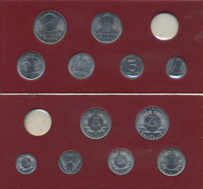 ГДР набор из 6 монет 1952-1971 в картоне UNC 3-6-3-51