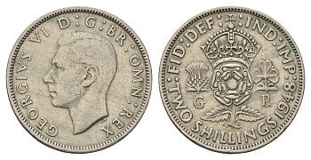 Великобритания 2 шиллинга (флорин) 1948 Георг VI (1936-1952) KM 865, Spink 4102 медно-никель 4183-111