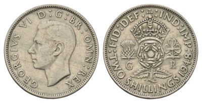 Великобритания 2 шиллинга (флорин) 1948 Георг VI (1936-1952) KM 865, Spink 4102 медно-никель 4183-111