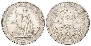 Великобритания 1 доллар 1909 Эдуард VII (1901-1910) KM T5 серебро 10-020-42