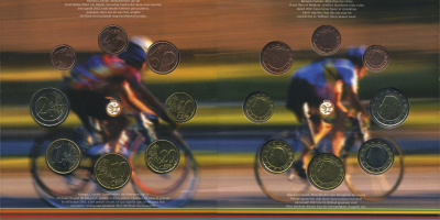 Бельгия евронабор из 8 монет 2002 велосипед, в оригинальном буклете UNC 1-5-3-6