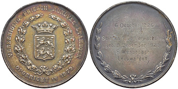 Нидерланды медаль 1926 от ассоциации фризской породы крупного рогатого скота, основанной в 1879 году, первый приз  бычку по кличке "DE VERWACHTING", 6 октября 1926 года, диаметр 50 мм.  белый металл    1089-1-42