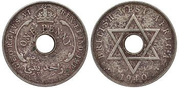 Британская Западная Африка 1 пенни 1940 Георг VI KM 19 медно-никель 25-2457