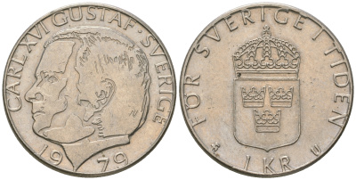 Швеция 1 крона 1979 Карл XVI Густав (1973- ) KM 852 медь плакированная медно-никелем 3459-615