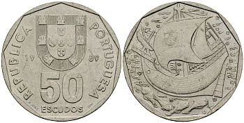 Португалия 50 эскудо 1989 KM 636 медно-никель 4185-223