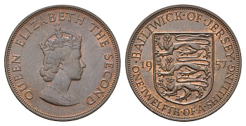 Джерси 1/12 шиллинга 1957 Елизавета II (1952-2022) KM 21 бронза 4634-343