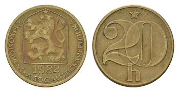 Чехословакия 20 геллеров 1982 KM 74 латунь 4623-749