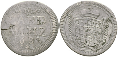 Бавария 10 пфеннигов = 2 1/2 крейцера 1682 LAND MINZ KM 113 серебро 99-1018