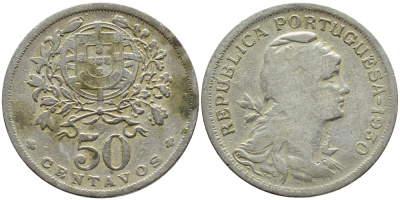 Португалия 50 сентаво 1930 KM 577 медно-никель 4395-752