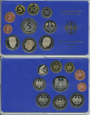 ФРГ НАБОР ИЗ 9 МОНЕТ 1983 D ОФИЦИАЛЬНЫЙ НАБОР В ПЛАСТИКЕ PROOF 00-00