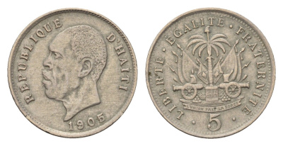 Гаити 5 сантимов 1905 KM 53 медно-никель 4147-333