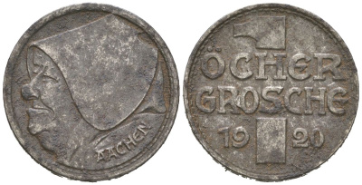 Аахен 10 пфеннигов = 1 грош 1920 Funck 1.5A, Men05 70.15, Men18 99.15 железо 4617-159