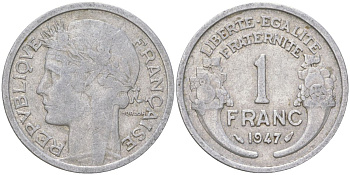 Франция 1 франк 1947 KM 885a алюминий 4159-951