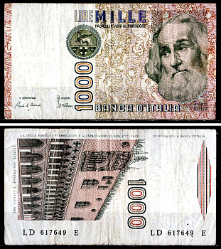 Италия 1000 лир 1982 Pick 109 a бумага 6281-50-2-1