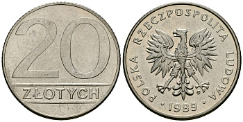 Польша 20 злотых 1989 Y 153.2 медно-никель 4177-824