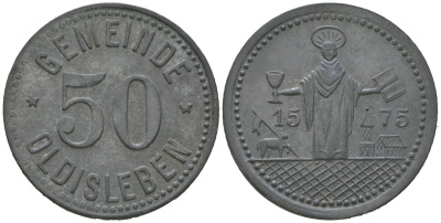 Ольдислебен (Саксен-Веймар-Эйзенах) 50 пфеннингов ND (1917) Funck 408.9, Men18 24966.10 цинк 4586-946