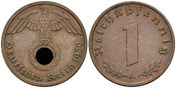 Германия 1 рейхспфенниг 1939 A KM 89, J 361 бронза 4396-1141