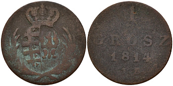 Польша 1 грош 1814 IB, Фридрих Август III (1806-1827) C 81 медь 4158-529