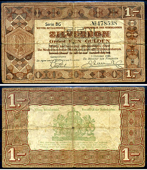 Нидерланды 1 гульден 1939 Pick 61 бумага 7548-49-4-1