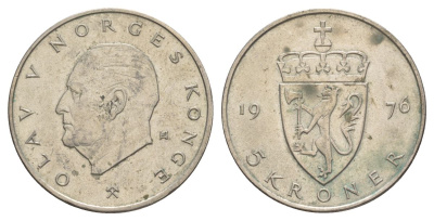 Норвегия 5 крон 1976 Улаф V (1957-1991) KM 420 медно-никель 4162-435