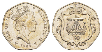 Остров Мэн 50 пенсов 1985 KM 148 медно-никель aUNC 4645-446
